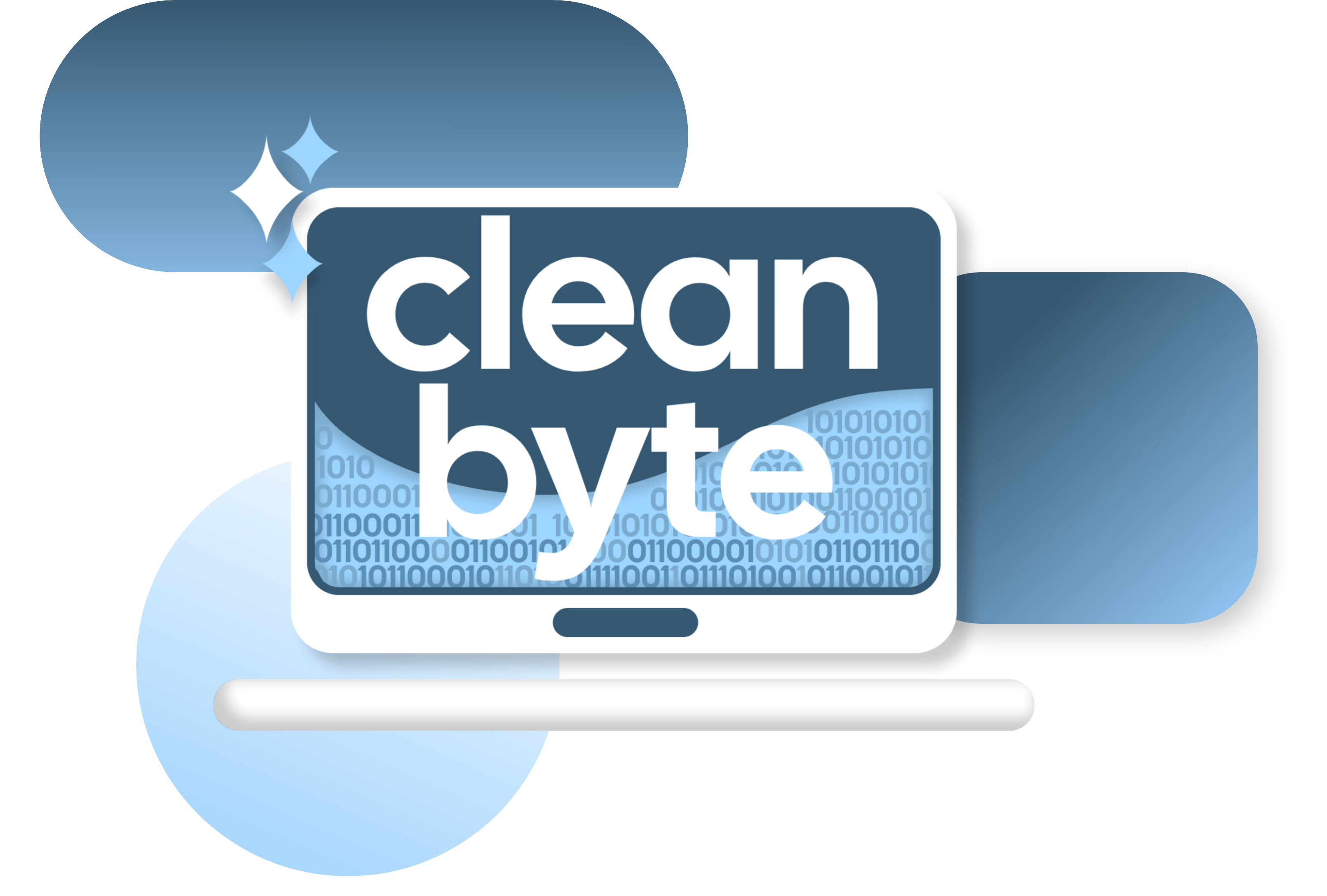 hero section illustration with clean byte logo